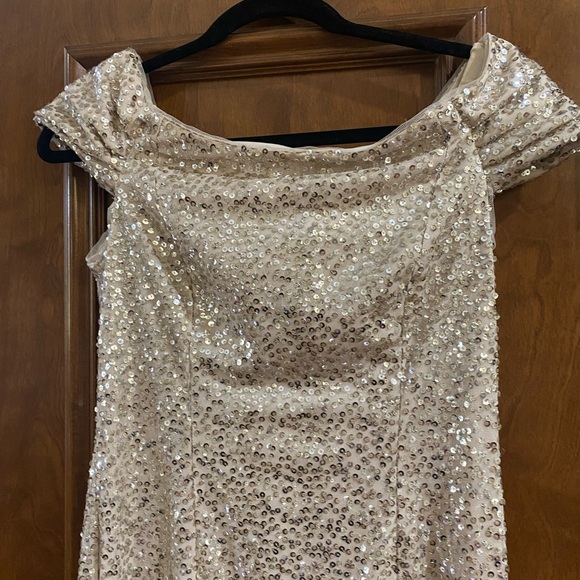 Adrianna Papell gold/champagne sequined gown, size 6P - Picture 4 of 6